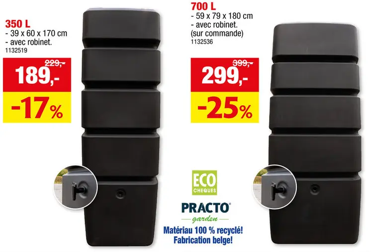 Offre: Practo Garden tonneau de pluie 350l noir + robinet