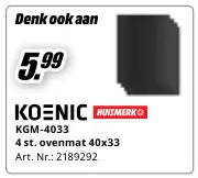 Promotie: KGM-4033 4 st. ovenmat 40x33