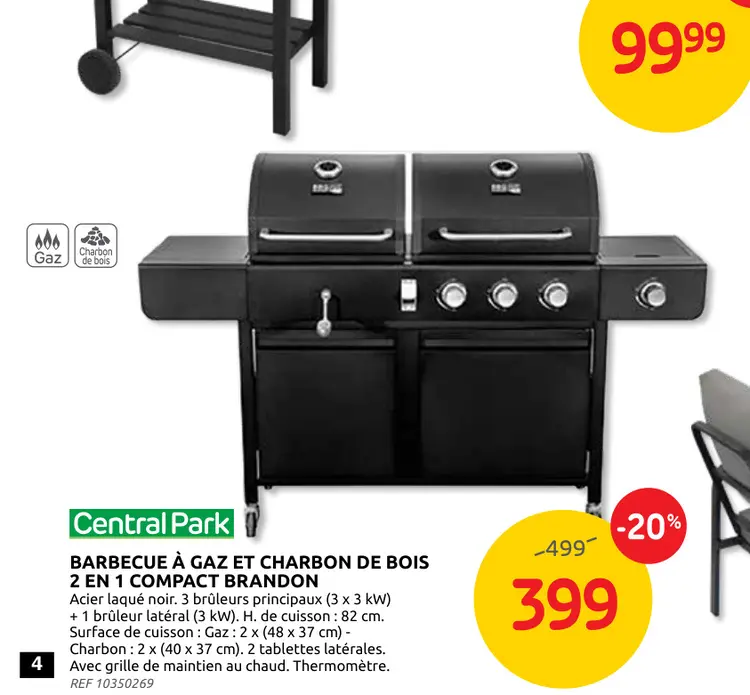 Offre: Barbecue à gaz et charbon de bois 2 en 1 comp
