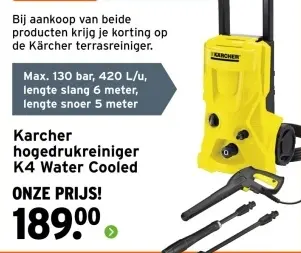 Aanbieding: hogedrukreiniger K4 Water Cooled