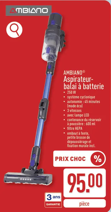 Offre: Aspirateur-balai à batterie