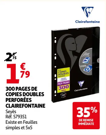 Offre: 300 pages de copies doubles perforées