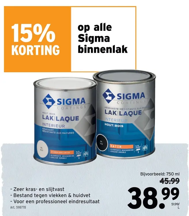 Promotie: Sigma binnenlak
