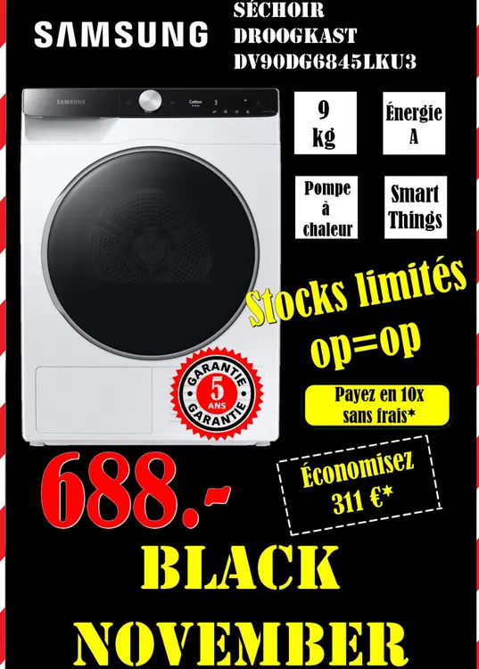 Aanbieding: Samsung droogkast dv90dg6845lku3