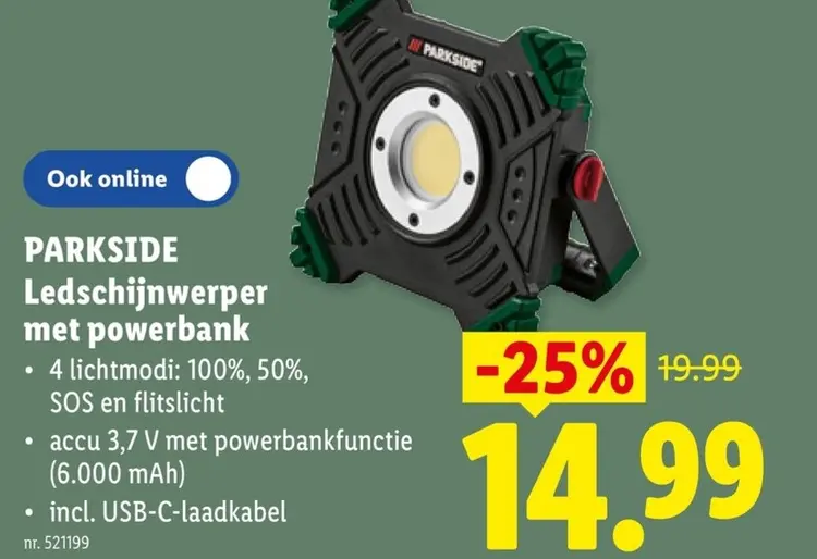 Promotie: Ledschijnwerper met powerbank