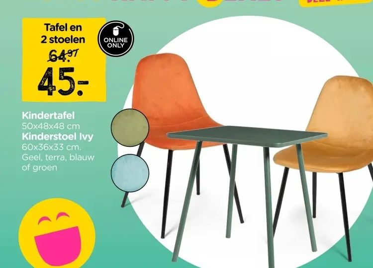 Aanbieding: Kindertafel en 2 stoelen