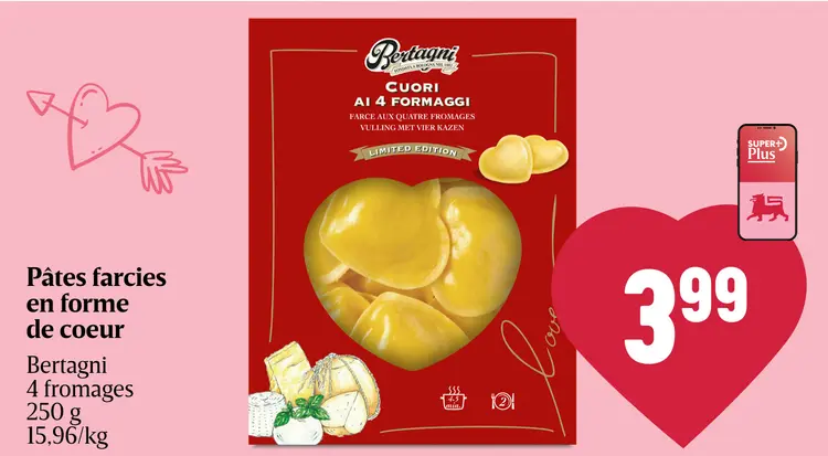 Offre: Pâtes farcies en forme de coeur
