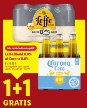 Aanbieding: Leffe Blond 0.0% of Corona 0.0%