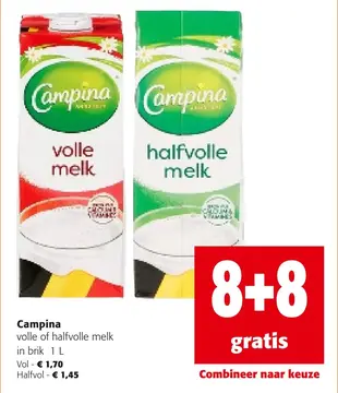 Aanbieding: Campina volle of halfvolle melk