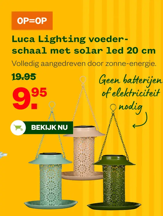 Aanbieding: Luca Lighting voederschaal met solar led 20 c