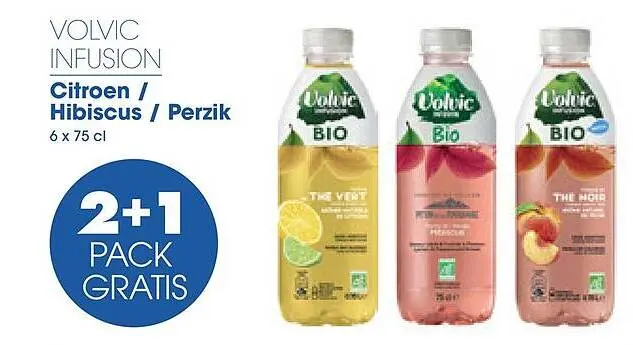 Promotie: Volvic Infusion Citroen / Hibiscus / Perzik