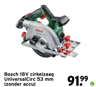 Aanbieding: Bosch 18V cirkelzaag UniversalCirc 53 mm (zon