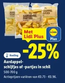 Aanbieding: Aardappel-schijfjes of -partjes in schil