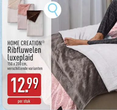 Aanbieding: Ribfluwelen luxeplaid