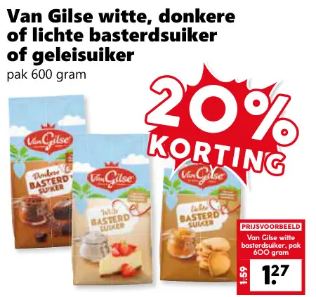 Aanbieding: Van Gilse witte, donkere of lichte basterdsuiker of geleisuiker