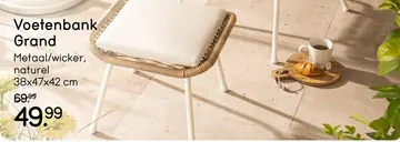 Aanbieding: Voetenbank Grand - wicker naturel - 38x47x42 cm