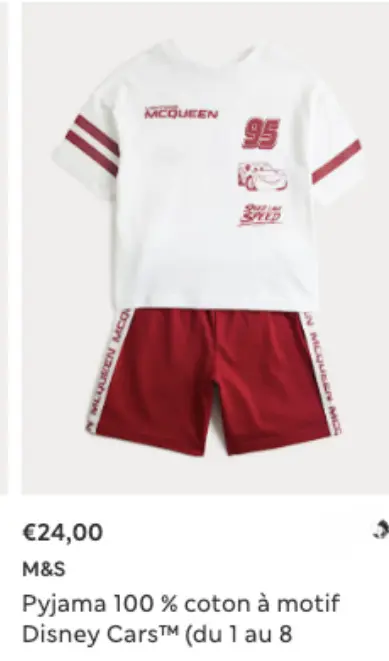 Offre: Pyjama 100 % coton à motif Disney Cars™