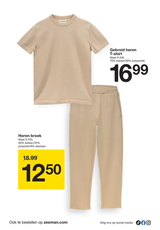 Promotie: Gebreid heren T-shirt of broek