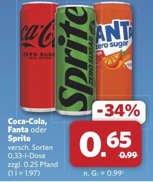 Aanbieding: Coca-Cola, Fanta oder Sprite