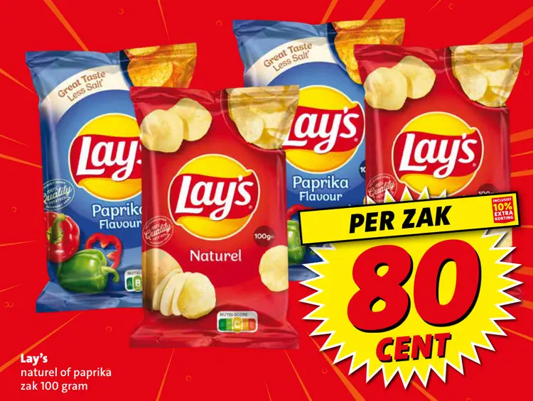 Aanbieding: Lay's naturel of paprika