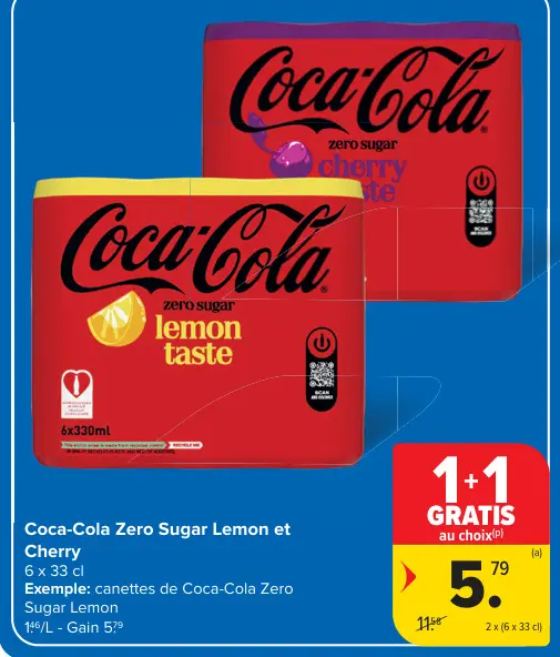 Offre: Coca-Cola Zero Sugar Lemon et Cherry