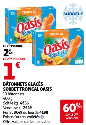 Promotie: Bâtonnets glacés sorbet tropical