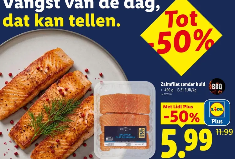 Promotie: Zalmfilet zonder huid