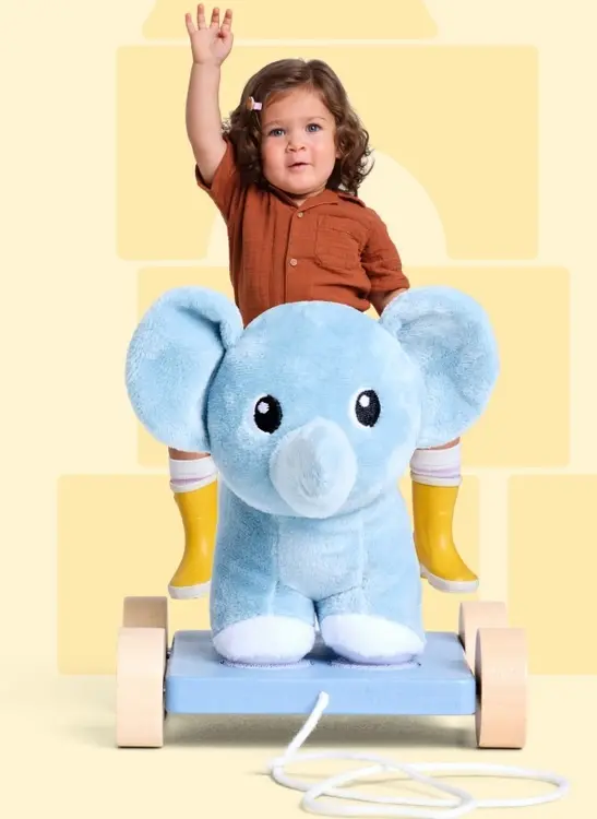 Aanbieding: Houten trekdier olifant