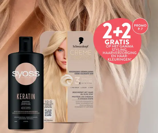 Promotie: 2+2 gratis op het gamma styling, haarverzorging en haarkleuring