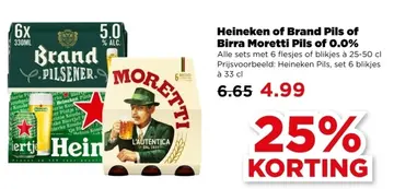 Aanbieding: Heineken of Brand Pils of Birra Moretti Pils of 0.0%