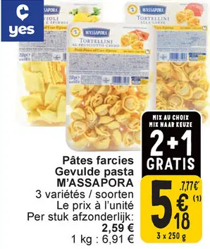 Offre: Pâtes farcies / Gevulde pasta