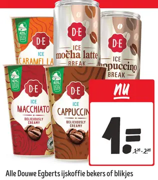 Aanbieding: Douwe Egberts ijskoffie bekers of blikjes