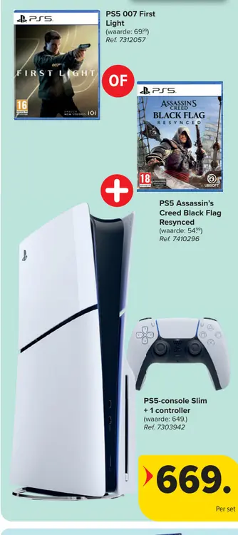 Promotie: PS5-console Slim + 1 controller + PS5 007 Fir