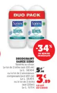 Offre: DEODORANT SANEX ZERO