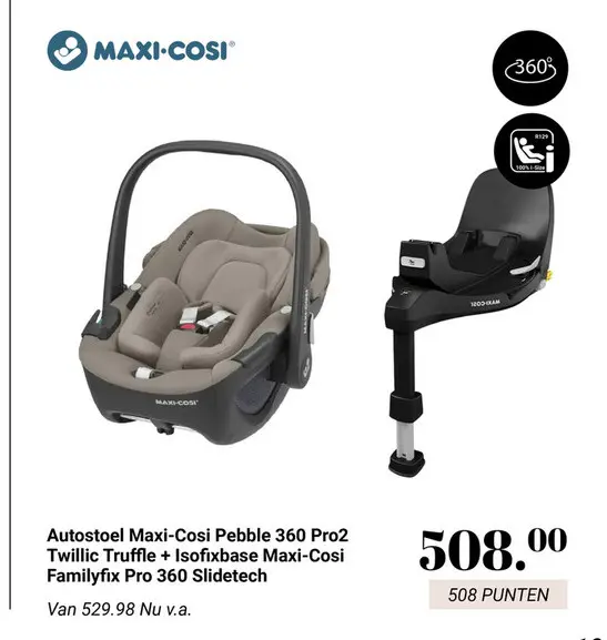 Aanbieding: Autostoel Maxi-Cosi Pebble 360 Pro2 Twillic Truffle + Maxi Cosi