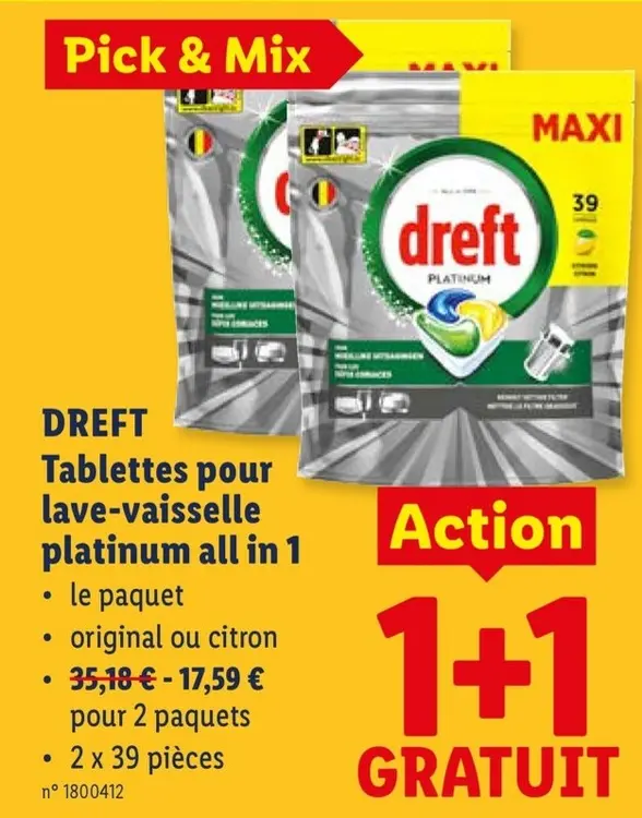 Offre: Tablettes pour lave-vaisselle platinum all in 1