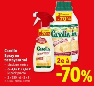 Offre: Carolin Spray ou nettoyant sol