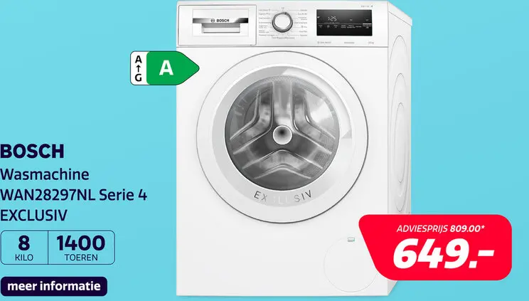 Aanbieding: Bosch WAN28297NL Serie 4 EXCLUSIV