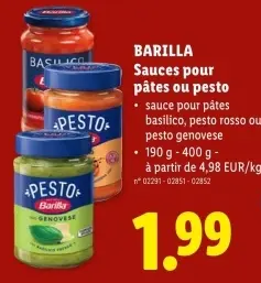 Offre: Sauces pour pâtes ou pesto