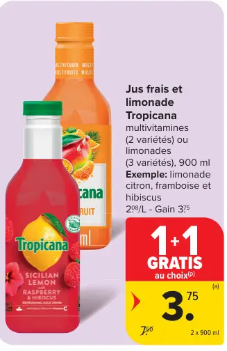 Offre: Jus frais et limonade