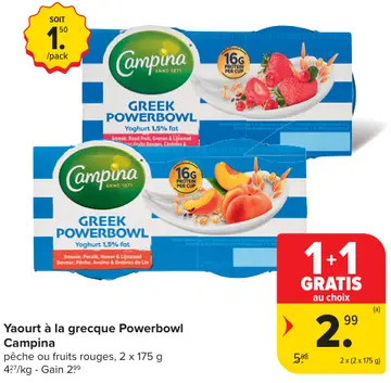 Offre: Yaourt à la grecque Powerbowl