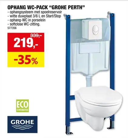Promotie: GROHE ophang WC-pack met duwplaat