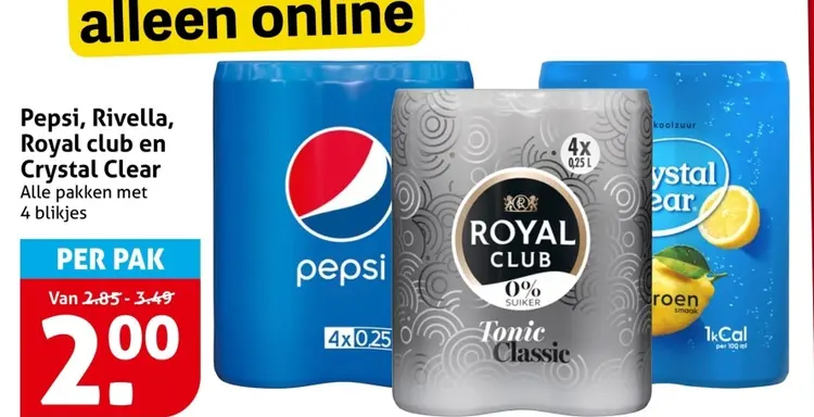 Aanbieding: Pepsi, Rivella, Royal Club en Crystal Clear
