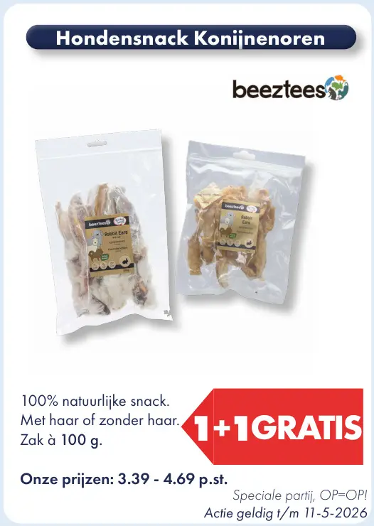 Aanbieding: Hondensnack Konijnenoren