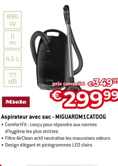 Offre: Aspirateur avec sac - MIGUARDM1CATDOG