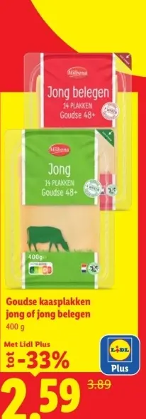 Aanbieding: Goudse kaasplakken jong of jong belegen