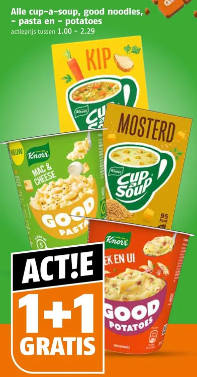 Aanbieding: Alle cup-a-soup, good noodles, pasta en potatoes