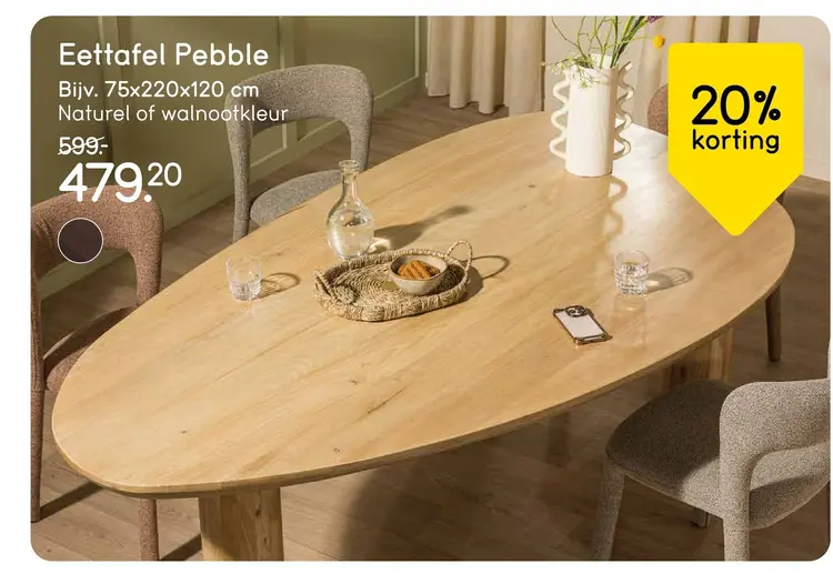 Aanbieding: Eettafel Pebble