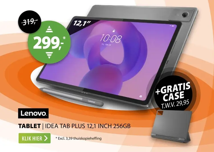Aanbieding: Lenovo Idea Tab Plus 12,1 inch 256GB Wifi met Stylus