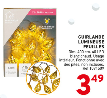 Offre: GUIRLANDE LUMINEUSE FEUILLES